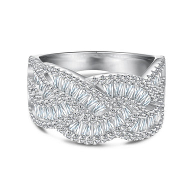 925 Sterling Silver CZ Braided Motive Ring