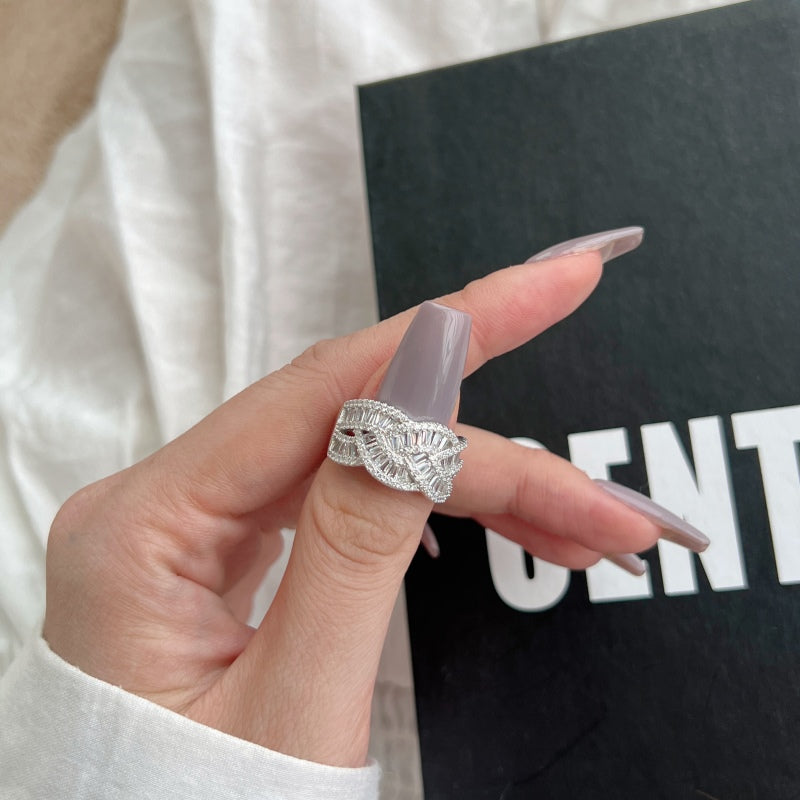 CZ Braided Motive Ring