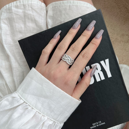 CZ Braided Motive Ring