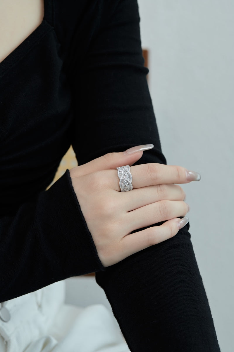 CZ Braided Motive Ring