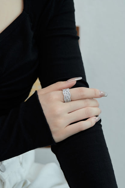 CZ Braided Motive Ring