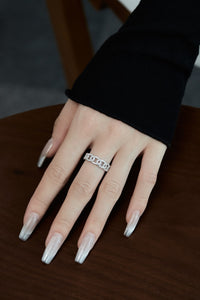 925 Sterling Silver CZ Chain Link Ring