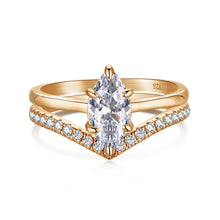 Load image into Gallery viewer, 925 Sterling Silver Yellow Gold Plated Marquise Wedding Set