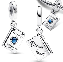 Load image into Gallery viewer, 925 Sterling Silver Passport Citizen of the World &quot;Dream Land&quot; Dangle Charm