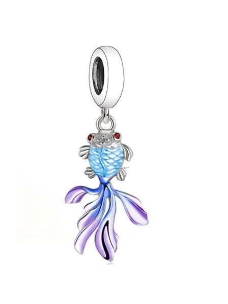 Pearlescent Blue And Purple Fish Dangle Charm