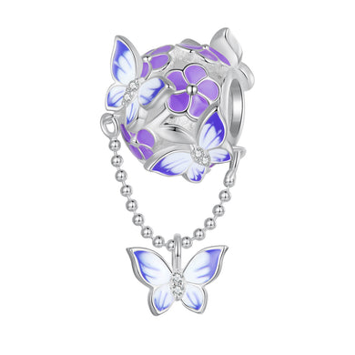 925 Sterling Silver Purple Butterfly Bead Charm