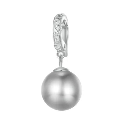 Pearl Grey/Silver Colour CLIP ON Dangle Charm