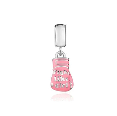 925 STERLING SILVER Pink Boxing Glove Charm 