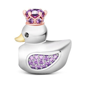 925 Sterling Silver Duck with Crown Bead Charm