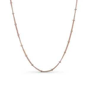 925 Sterling Silver Rose Gold Bead Necklace