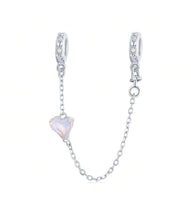 Load image into Gallery viewer, 925 CZ Sterling Silver Heart And Cross SILICONE Safety Chain