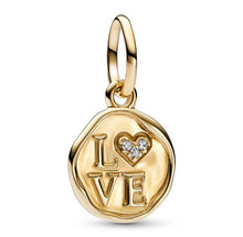 Load image into Gallery viewer, 925 Sterling Silver Yellow Gold Plated Love Seal Dangle Charm