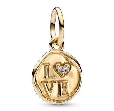 925 Sterling Silver Yellow Gold Plated Love Seal Dangle Charm