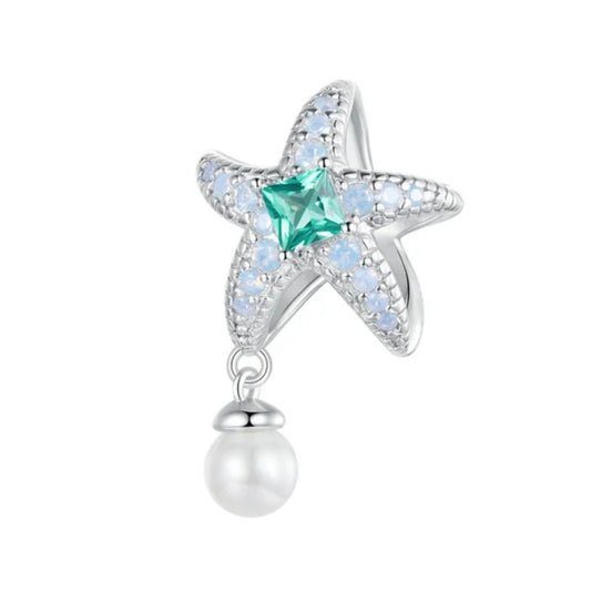 Starfish CZ and Pearl Bead Charm
