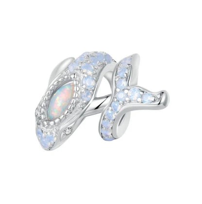 Wrap Around Whale CZ and Opal Bead Charm
