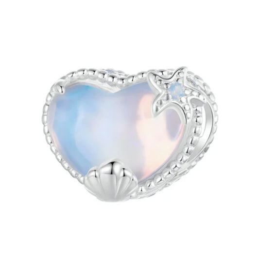 Luminous Dreamy Ocean Glass Heart Bead Charm