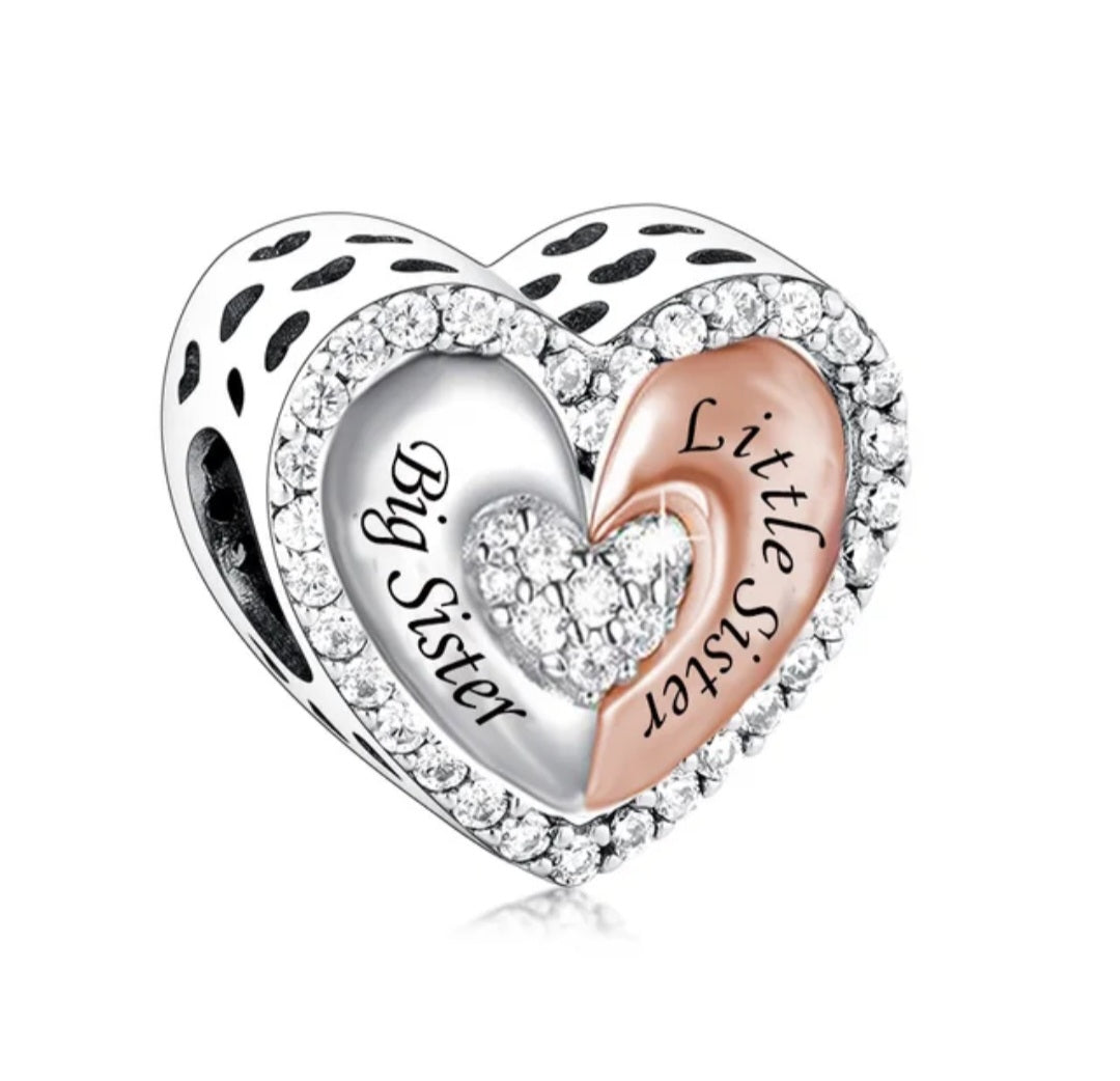 Big Sister, Little Sister Heart Bead Charm