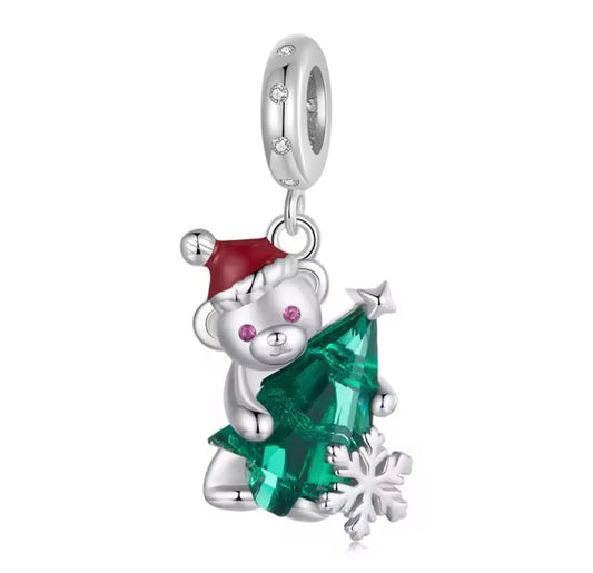 Teddy and Christmas tree Charm