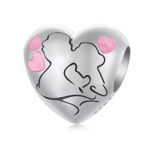 Couple  Heart Bead Charm