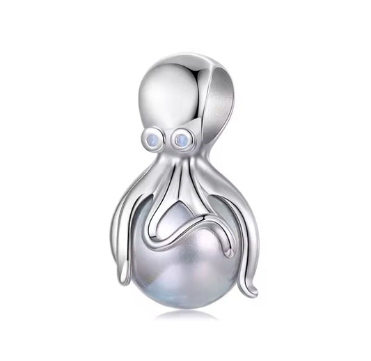 Octopus and Pearl Bead Charm