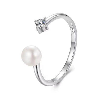 Moissanite & Pearl Adjustable Ring
