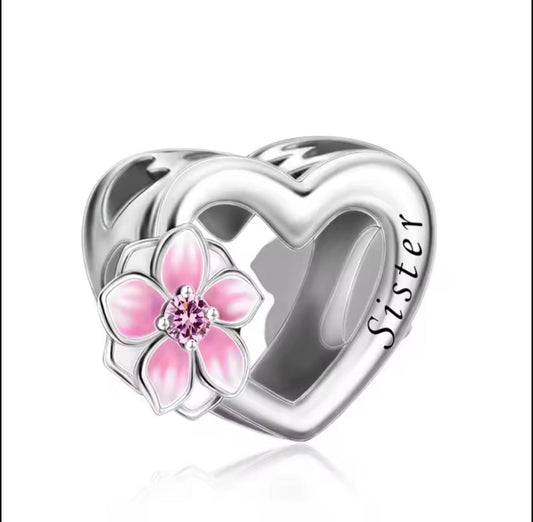 Sister Heart Bead Charm