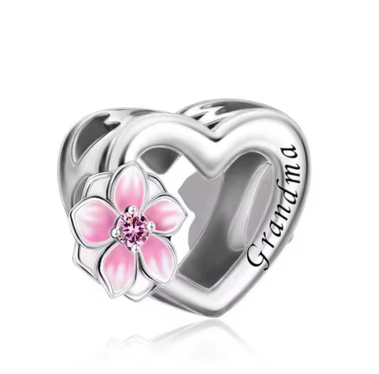 Grandma Heart Bead Charm