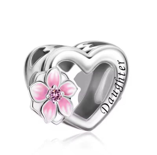 Daughter Heart Bead Charm