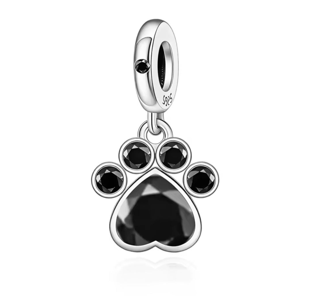 Black CZ Paw Charm