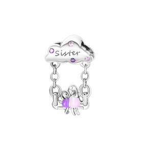 925 Sterling Silver Sisters on a Swing Dangle Charm