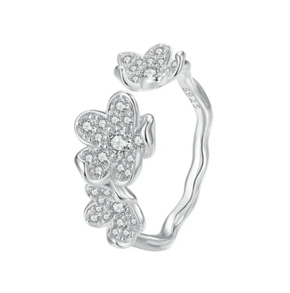 Adjustable CZ Flower Ring