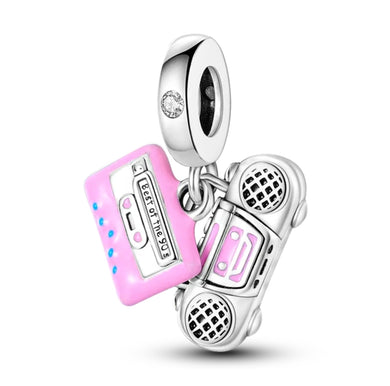 925 Sterling Radio and Cassette Dangle Charm