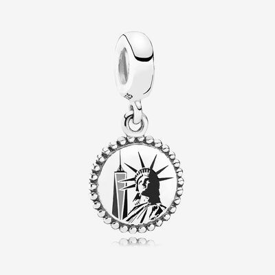 925 Sterling Silver Statue Of Liberty City Skyline Dangle Charm