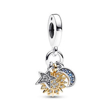 Load image into Gallery viewer, 925 Sterling Silver GOLD PLATED Triple Celestial Dangle Charm