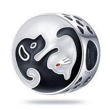 925 Sterling Silver Yin Yang Cat And Dog Bead Charm