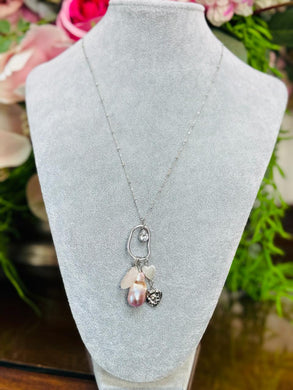 Stainless steel ( Waterproof and Tarnish Proof) Freshwater Baroque Pearl Charm Necklace