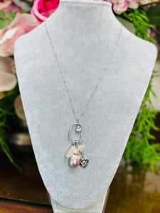 Stainless steel ( Waterproof and Tarnish Proof) Freshwater Baroque Pearl Charm Necklace