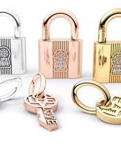 Load image into Gallery viewer, 925 Sterling Silver Padlock and Love Key Dangle Charm