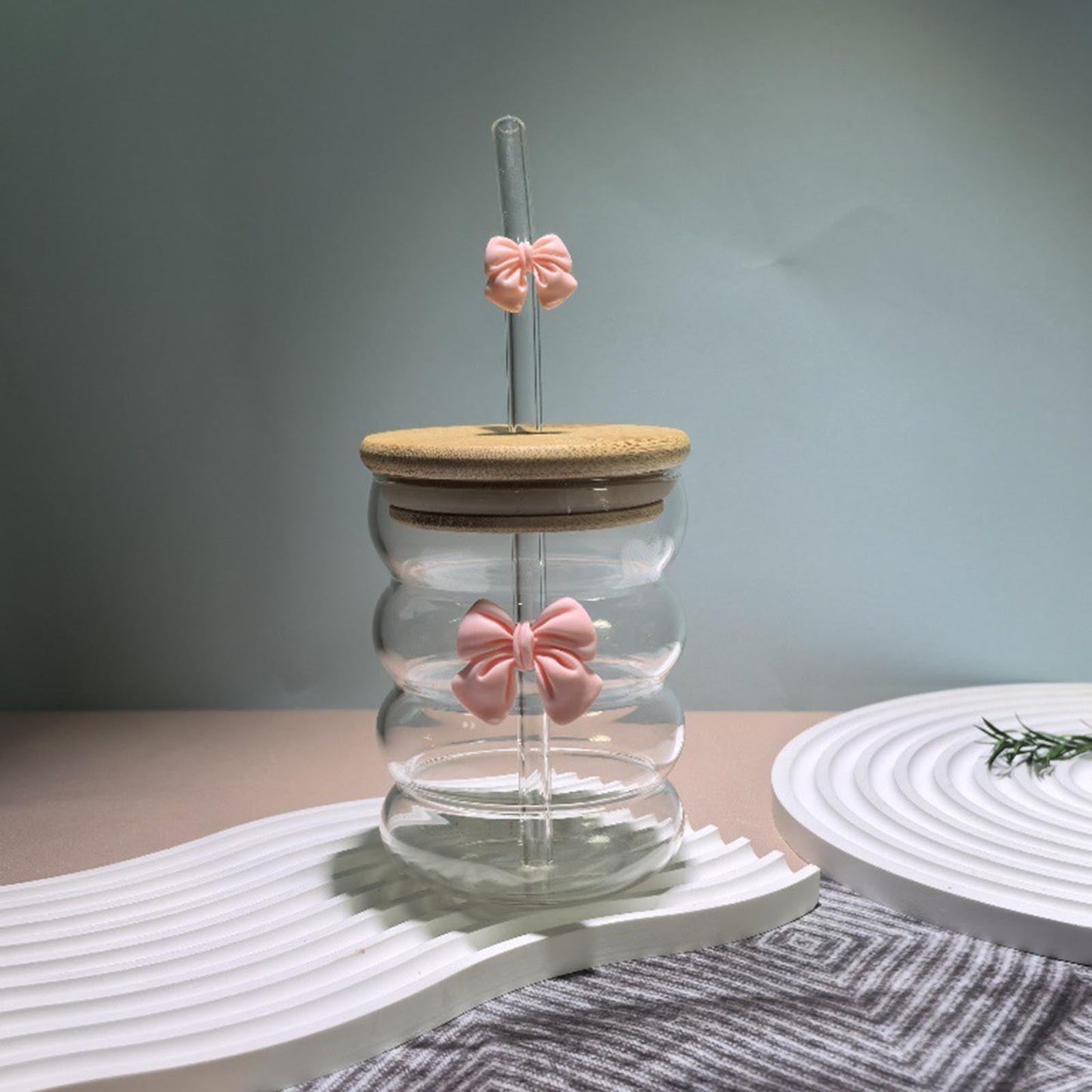 Charming Glass Tumbler with Bow Detail