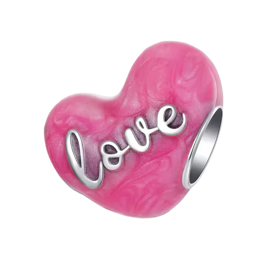 Pink Love Heart Charm