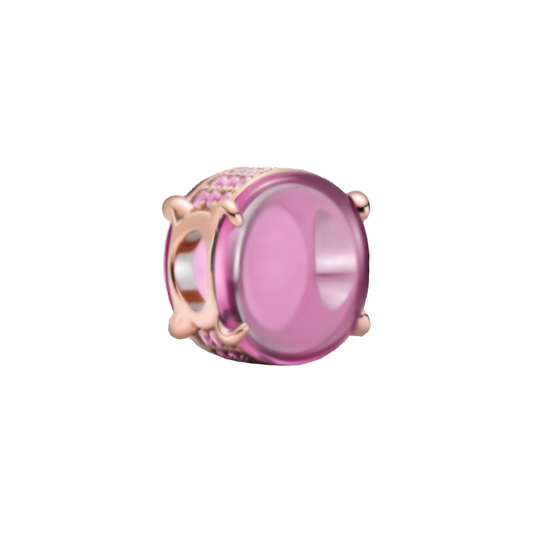 Rose Gold Pink Oval Cabochon Bead Charm