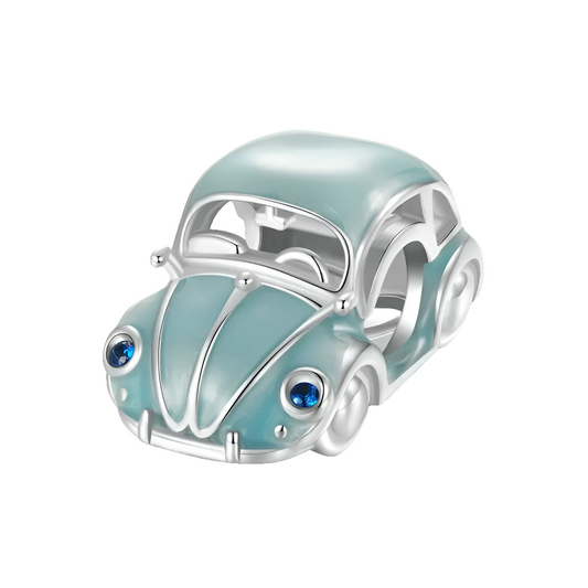 Vintage Blue "Folla" Beetle Car Bead Charm
