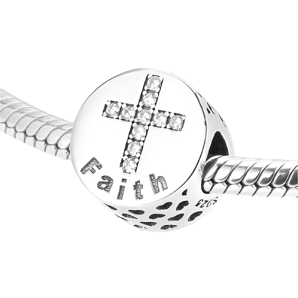 FAITH CZ Cross Pattern Bead Charm