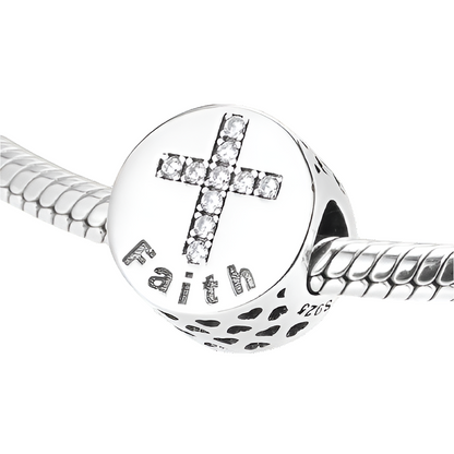 FAITH CZ Cross Pattern Bead Charm