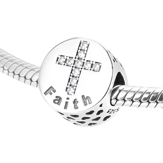 FAITH CZ Cross Pattern Bead Charm
