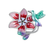 Load image into Gallery viewer, 925 Sterling Silver Enamel Flower and Bird Bead Charm