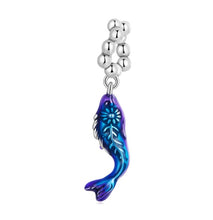 Load image into Gallery viewer, 925 Sterling Silver Blue And Purple Fish Dangle Charm