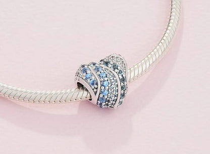 Blue CZ Heart Bead Charm