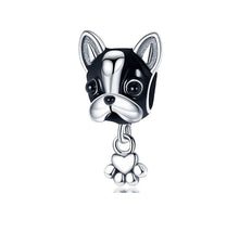 Load image into Gallery viewer, 925 Sterling Silver Boston Terrier Dog Enamel Bead Charm
