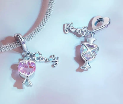 Shimmering Pink CZ Candy Dangle Charm